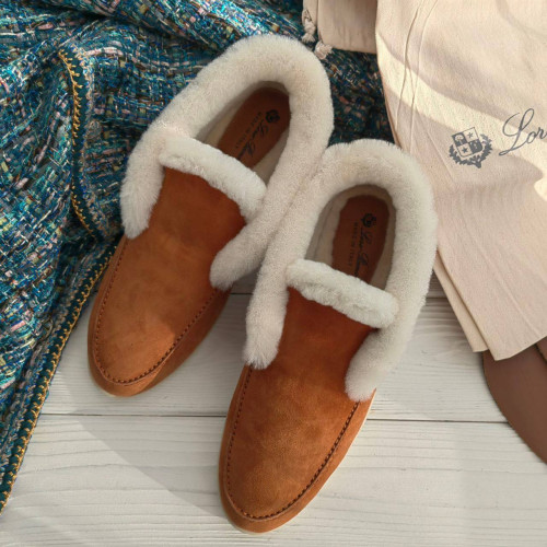 Женские Лоферы Loro Piana Open Walk с мехом
