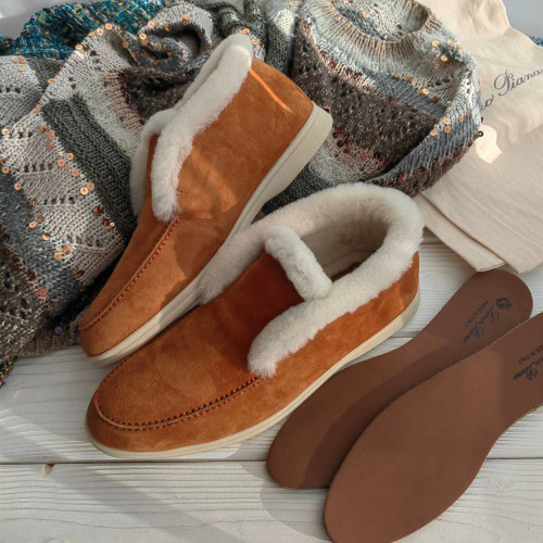 Женские Лоферы Loro Piana Open Walk с мехом