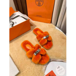Меховые тапочки Hermès