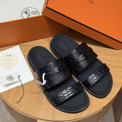 Шлепанцы Hermes Jackson кожа крокодила 