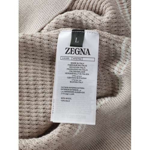Мужское вязаное поло Zegna в светло-бежевом оттенке