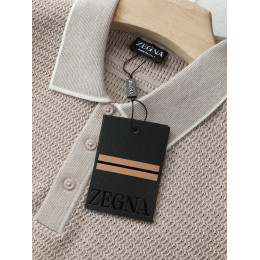 Мужское вязаное поло Zegna в светло-бежевом оттенке