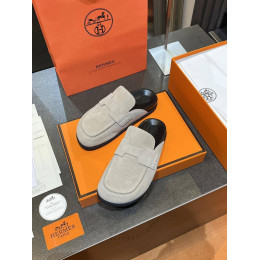 Мюли Hermes серого цвета