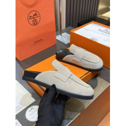 Мюли Hermes серого цвета