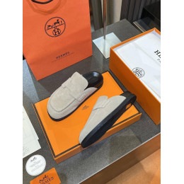 Мюли Hermes серого цвета