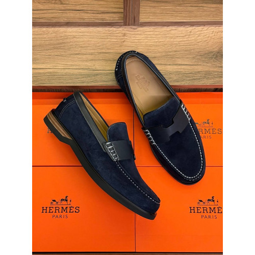 Лоферы Hermes синего цвета