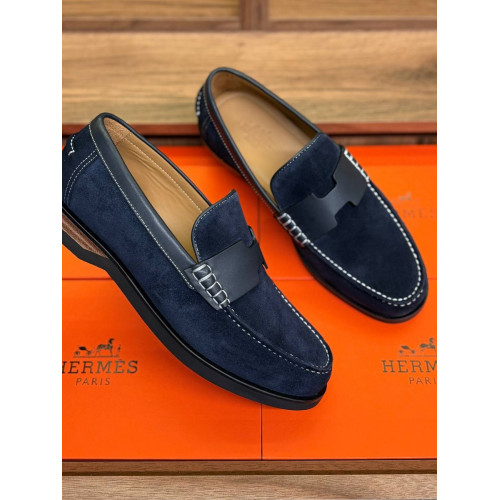 Лоферы Hermes синего цвета