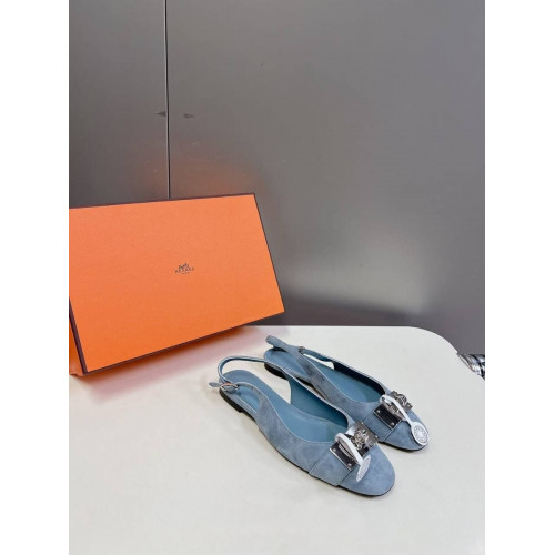 Балетки Hermes голубого цвета