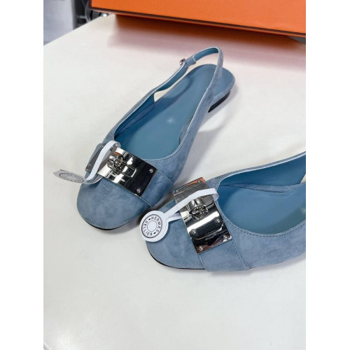 Балетки Hermes голубого цвета