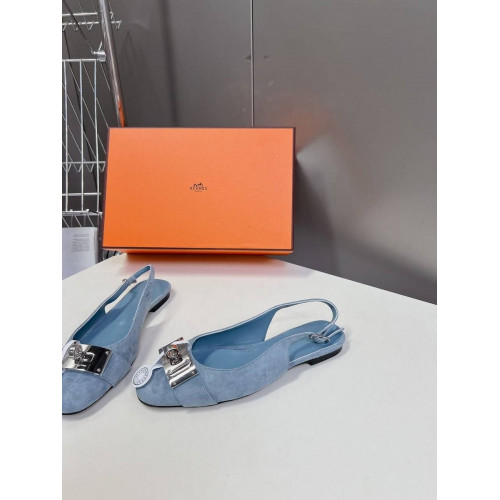 Балетки Hermes голубого цвета