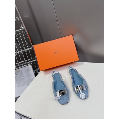 Балетки Hermes голубого цвета
