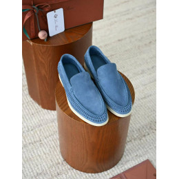 Лоферы Loro Piana голубого цвета