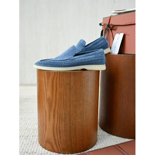 Лоферы Loro Piana голубого цвета
